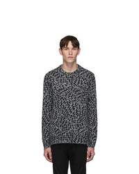 Saint Laurent Grey And Black Wool And Mohair Jacquard Comics Sweater