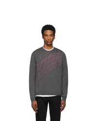 Fendi Grey And Pink Wool Forever Asymmetric Logo Sweater