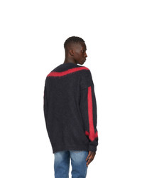 Off-White Grey And Red Intarsia Arrows Sweater
