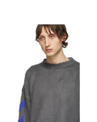 Off-White Grey Mohair Diag Sweater