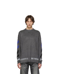 Off-White Grey Mohair Diag Sweater