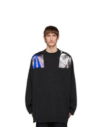 Raf Simons Grey Oversized Patches Sweater