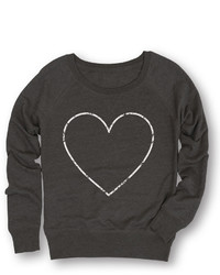 Heather Charcoal Heart Slouchy Pullover