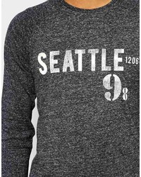Esprit Long Sleeve Top With Seattle Print In Gray