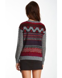 Lucca Couture Tribal Print Open Weave Sweater