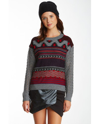 Lucca Couture Tribal Print Open Weave Sweater
