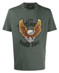 John Richmond Beaded Eagle Cotton T Shirt