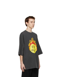 Palm Angels Black Smiley Edition Burning Head T Shirt