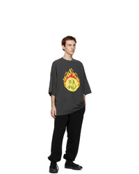 Palm Angels Black Smiley Edition Burning Head T Shirt