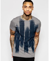 Asos Brand T Shirt With Brushstroke Print On Marl Fabric