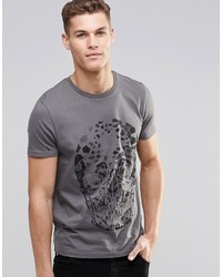 Asos Brand T Shirt With Skull Print In Gray