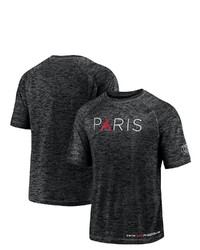 FANATICS Branded Black Paris Saint Germain Tower Space Dye Raglan T Shirt