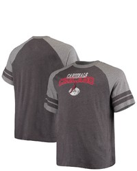 FANATICS Branded Blackheathered Gray Arizona Cardinals Big Tall Throwback 2 Stripe Raglan T Shirt