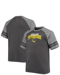 FANATICS Branded Blackheathered Gray Pittsburgh Ers Big Tall Throwback 2 Stripe Raglan T Shirt