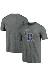 FANATICS Branded Charcoal Colorado Rockies Weathered Official Logo Tri Blend T Shirt