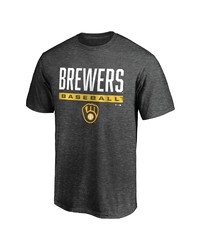 FANATICS Branded Charcoal Milwaukee Brewers Big Tall Team Win Stripe T Shirt