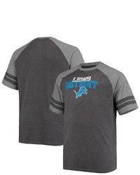 FANATICS Branded Charcoalheathered Gray Detroit Lions Big Tall Two Stripe Tri Blend Raglan T Shirt