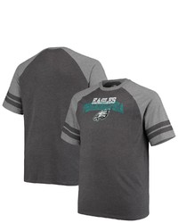 FANATICS Branded Charcoalheathered Gray Philadelphia Eagles Big Tall Two Stripe Tri Blend Raglan T Shirt At Nordstrom