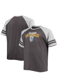 FANATICS Branded Heathered Blackheathered Gray Los Angeles Chargers Big Tall Two Stripe Raglan T Shirt