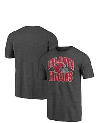 FANATICS Branded Heathered Charcoal Atlanta Falcons Hometown Collection Throwback Tri Blend T Shirt