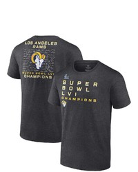 FANATICS Branded Heathered Charcoal Los Angeles Rams Super Bowl Lvi Champions Roster Signature T Shirt In Heather Charcoal At Nordstrom