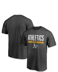 FANATICS Branded Heathered Charcoal Oakland Athletics Win Stripe T Shirt