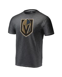 FANATICS Branded Heathered Charcoal Vegas Golden Knights Primary Logo Space Dye T Shirt