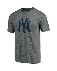 FANATICS Branded Heathered Gray New York Yankees Weathered Official Logo Tri Blend T Shirt