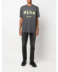 MSGM Brushed Logo Print T Shirt