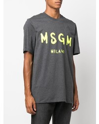 MSGM Brushed Logo Print T Shirt