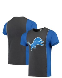 REFRIED APPAREL Charcoalblue Detroit Lions Sustainable Upcycled Split T Shirt