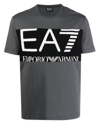 Ea7 Emporio Armani Colour Block Logo Print T Shirt