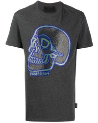 Philipp Plein Crystal Outline Skull T Shirt