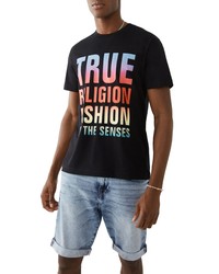 True Religion Brand Jeans Fashion For The Senses Stacked Logo Graphic Tee