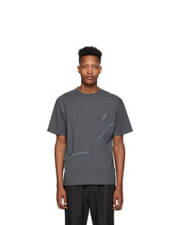 C2h4 Grey Crooked Panelled T Shirt