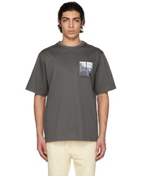 Juun.J Grey Dlicat Graphic Half Sleeve T Shirt