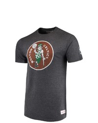 Mitchell & Ness Heathered Black Boston Celtics Hardwood Classics Throwback Logo Tri Blend T Shirt