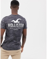 Hollister Icon Logo Crew Neck T Shirt With Back Print In Grey Texture