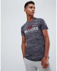 Hollister Muscle Fit T Shirt Tech Logo In Black Marl Texture, $16