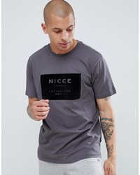 Nicce London Nicce T Shirt In Grey With Velour Box Logo