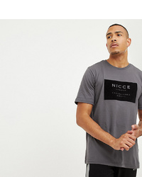 Nicce London Nicce Tall T Shirt In Grey With Velour Box Logo To Asos