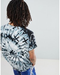 ASOS DESIGN Oversized Longline T Shirt With Roll Sleeve And Spiral Wash With Back Cross Eyelet Detail