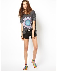 Asos Petite T Shirt With Acid Wash And Geo Tribal Florals