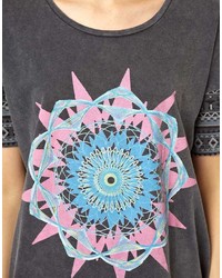 Asos Petite T Shirt With Acid Wash And Geo Tribal Florals