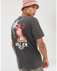 ASOS DESIGN Relaxed T Shirt With Harlem Brooklyn Print And Acid Ash