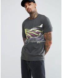 ASOS DESIGN Relaxed T Shirt With Vintage Palm Print And Heavy Wash