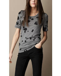 Burberry Silk Cotton Splatter Print T Shirt