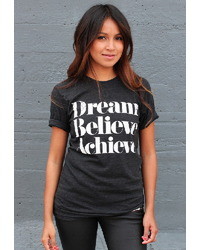 Singer22 Sincerely Jules Dream Believe Achieve T Shirt In Charcoal