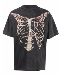 Represent Skeleton Print Cotton T Shirt