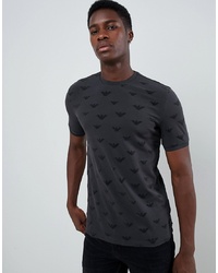 Emporio Armani Slim Fit Flocked All Over Logo T Shirt In Grey